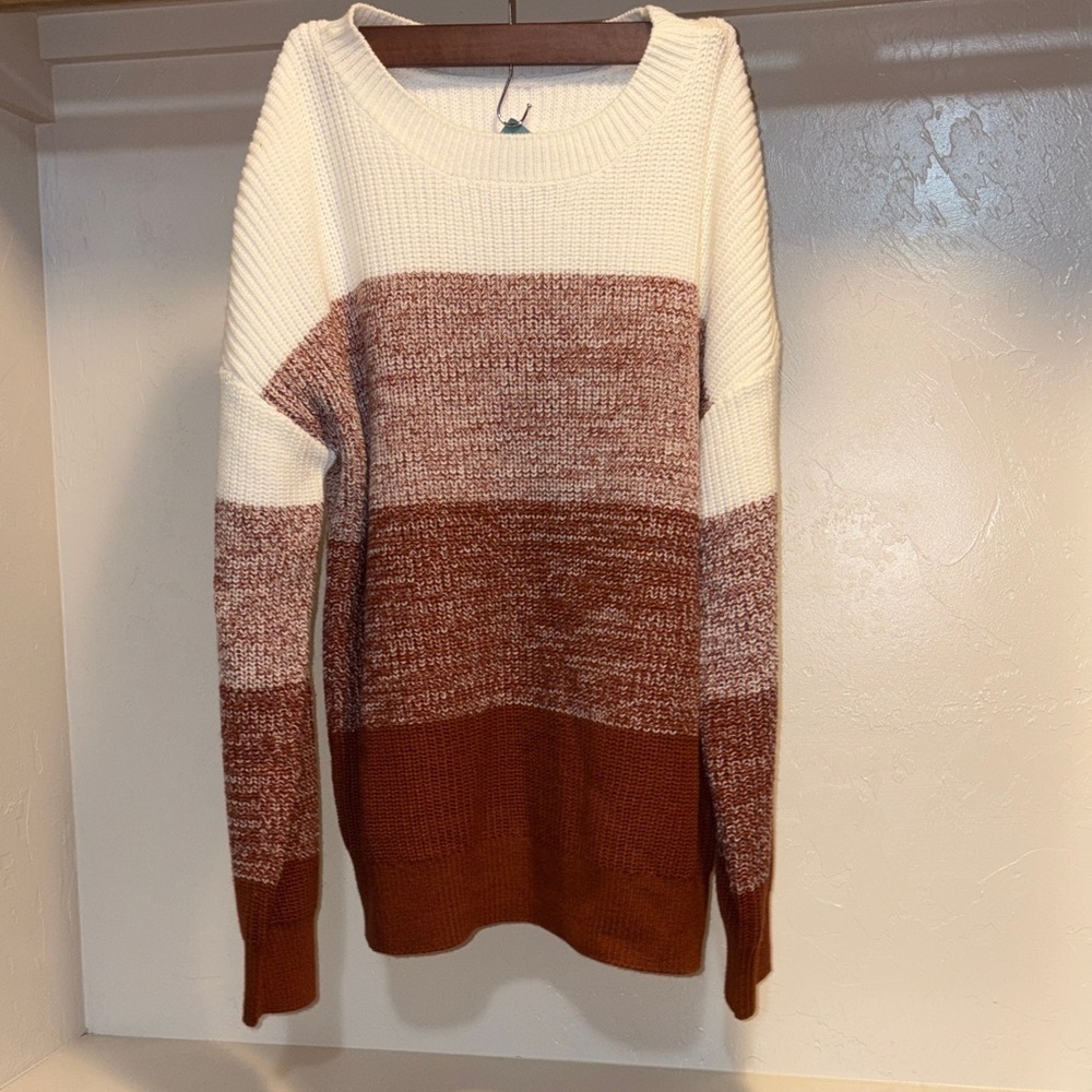 Speck Women's Striped Sweater - Cream and Brown